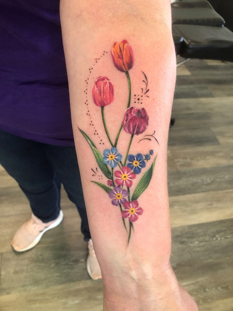 Delicate floral tattoo