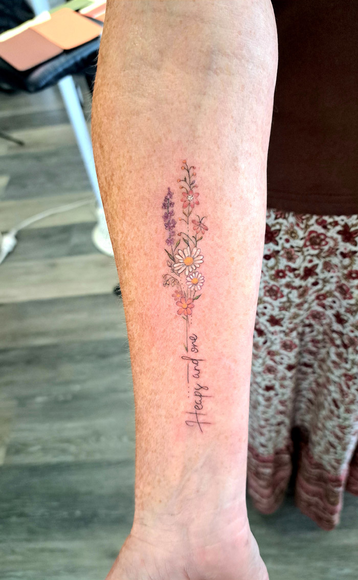 Fineline floral tattoo