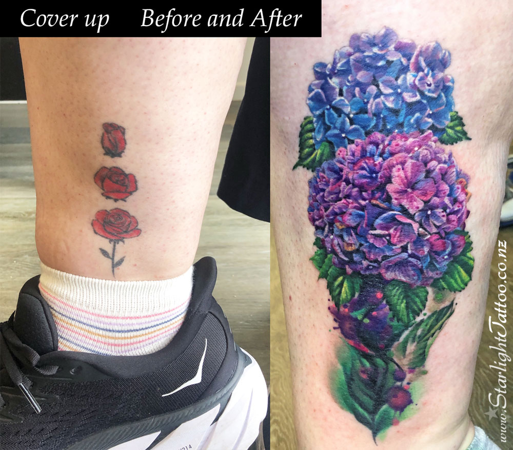 Hydrangea-cover-up-tattoo-with-soft-petals-and-layered-colour